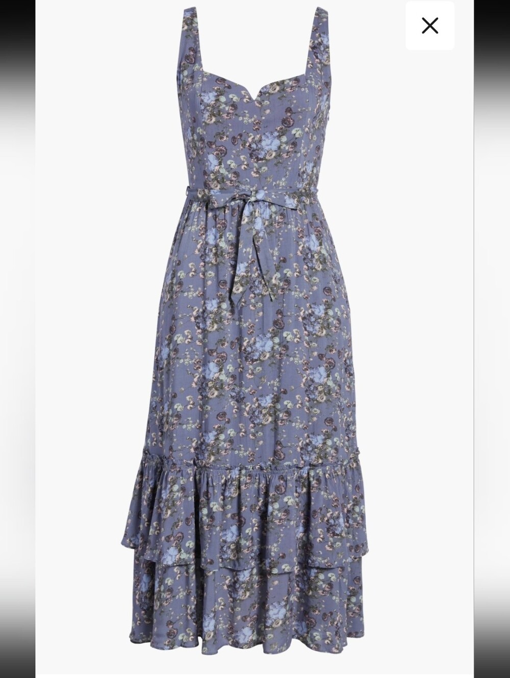 PAIGE Michelada Floral Print Tiered Midi Dress Sz Small Romance Cottagecore